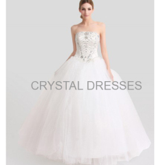 ALBIZIA high quality Beading Ivory Strapless Tulle A Line Wedding Gowns Floor length Flouncing Bridal Wedding Dresses