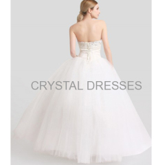 ALBIZIA high quality Beading Ivory Strapless Tulle A Line Wedding Gowns Floor length Flouncing Bridal Wedding Dresses