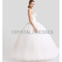 ALBIZIA high quality Beading Ivory Strapless Tulle A Line Wedding Gowns Floor length Flouncing Bridal Wedding Dresses