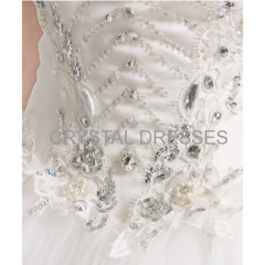 ALBIZIA high quality Beading Ivory Strapless Tulle A Line Wedding Gowns Floor length Flouncing Bridal Wedding Dresses