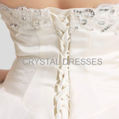 ALBIZIA high quality Beading Ivory Strapless Tulle A Line Wedding Gowns Floor length Flouncing Bridal Wedding Dresses