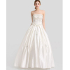 ALBIZIA Beading Ivory Strapless Crystal A-line Beads Ball Gown Satin Long Beach Wedding Dresses