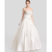 ALBIZIA Beading Ivory Strapless Crystal A-line Satin Long Wedding Dresses