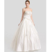 ALBIZIA Beading Ivory Strapless Crystal A-line Satin Long Wedding Dresses