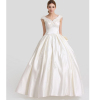 ALBIZIA New Style Ivory Bateau Applique Floor-length Ball Gown Lace A Line Wedding Dresses With Bows