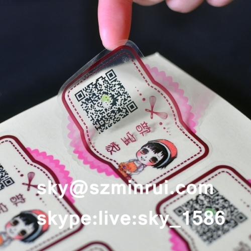 qr code sticker/transparent bottle sticker/qr code sticker printing