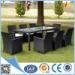 Handmade Wicker Dining Set 7pcs With Parasol Hole Outdoor Furnitures for Home