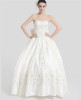 ALBIZIA Retro Beading Ivory Satin Sweetheart Strapless Floor Length Appliques Ball Gown Lace-up Long Wedding Dresses