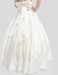 ALBIZIA Retro Beading Ivory Satin Sweetheart Strapless Floor Length Appliques Wedding Dresses