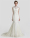 ALBIZIA Fashion Ivory High-neck Appliques Lace Mermaid Sweep Brush wedding Dresses