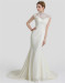 ALBIZIA Fashion Ivory High-neck Appliques Lace Mermaid Sweep Brush wedding Dresses