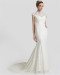 ALBIZIA Fashion Ivory High-neck Appliques Lace Mermaid Sweep Brush wedding Dresses