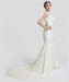 ALBIZIA Fashion Ivory High-neck Appliques Lace Mermaid Sweep Brush wedding Dresses