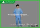Waterproof Disposable Scrub Suit / 2 Piece Scrub Top And Pant Set In Blue