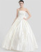 ALBIZIA New Beaded Ivory Satin Strapless Floor Length Appliques Ball Gown Wedding Dresses