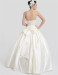 ALBIZIA New Beaded Ivory Satin Strapless Floor Length Appliques Ball Gown Wedding Dresses