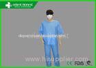 Workwear Non - woven Disposable Scrub Suits For Nursing Blue