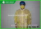 Water Resistant Breathable Yellow Disposable Lab Coat With Pockets And Knitted Cuff