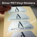 Metallic Matte Silver PET Vinyl Stickers With Customized Designs from Us