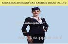 Black / Navy Blue Russia Airline Stewardess Uniforms Flight Attendant Clothing