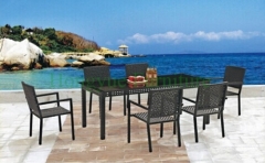 Outdoor patio rattan dining table chair furniture set sale