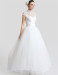 Ivory Tulle High Collar Floor Length Appliques Ball Gown Dresses