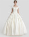 Ivory square puff appliques beading ruffle bows floor length ball gown dresses