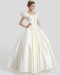 Ivory square puff appliques beading ruffle bows floor length ball gown dresses