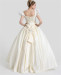 Ivory square puff appliques beading ruffle bows floor length ball gown dresses