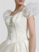 Ivory square puff appliques beading ruffle bows floor length ball gown dresses