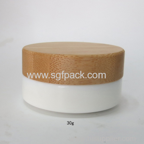 150ml white glass bottle bamboo cap