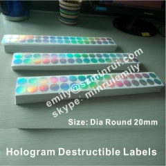 Custom Blank Round Holographic Destructible Labels for Security Seal Stickers Use