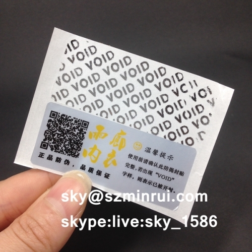 custom void adhesive sticker/void adhesive sticker/tamper evident seal labels
