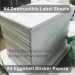 A4 Destructive Vinyl Label Paper Sheets A4 Eggshell Sticker Papers For Silkscreen Printing Use