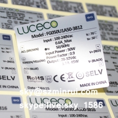 waterproof adhesive labels/permanent adhesive stickers/matte silver polyester label