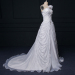 ALBIZIA White Beading Bow Pleated Strapless Lace A Line Organza Sweep/Brush Wedding Dresses