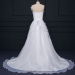 ALBIZIA White Beading Bow Pleated Strapless Lace A Line Organza Sweep/Brush Wedding Dresses