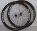 Black 47mm Tubular Carbon Fiber Road Bike Wheels 700c Front / Rear Wheel