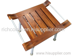 Solid Teak Spa Bench With Aluminum Legs