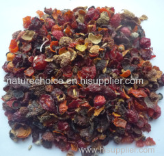 Rosehip fruits shell and teabag cut