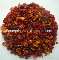 Rosehip fruits shell and teabag cut