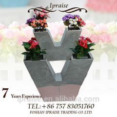 Letters vase for the garden decoration with mirror