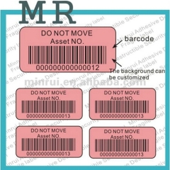 Custom Tamper Proof Barcode Sticker Label Digital Printing Label Die Cut Destructible Vinyl Barcode Label