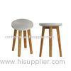 Durable Round Concrete Bucket Stool / 4 Wooden Legs Concrete Bar Stool