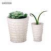 Stripe Rough Concrete Flower Vase / Garden Cement Flower Pots Drainer Bottom