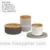 Wooden Lid Round White Concrete Candle Holder 3 Pcs Eco - Friendly Radiation - Proof