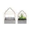 Garden Concrete Plant Pots outdoor with geometric wire rack Eco - friendly 18cm 14cm