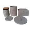 Rough deboss wood lid concrete cup / 5 pcs Concrete dinner plates FDA