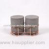 Cylinder Decorative Concrete Candle Holder 2 Pcs With Metal Wire Rack