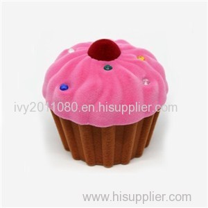 Muffin Cake Shape Velvet Jewelry Box